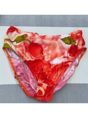 NEW Christina Red, Orange, Green Floral Print Women’s Bikini Bottoms Size 14